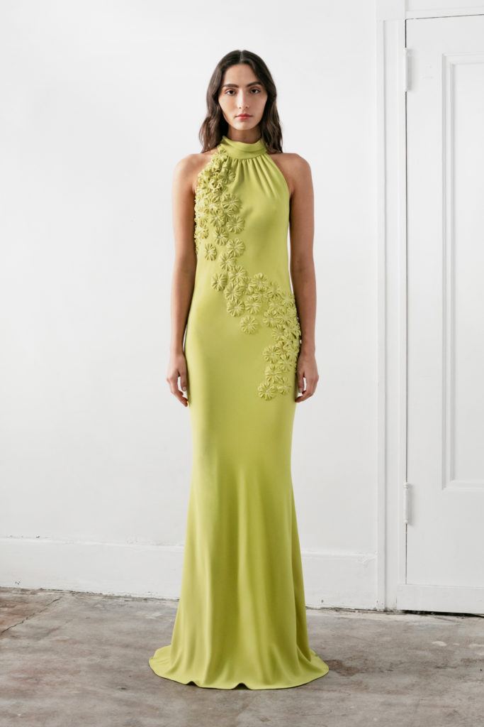 Catherine Regehr green halter gown with floral detail. (Photo courtesy of Catherine Regehr)