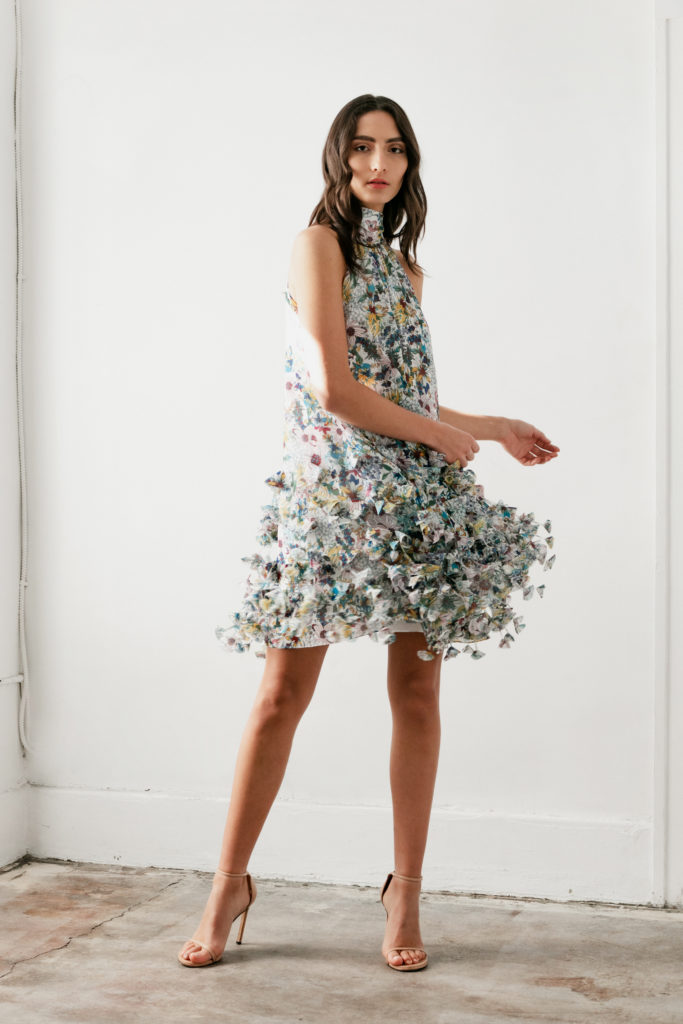 Catherine Regehr mini-dress with hand-cut flowers. (Photo courtesy of Catherine Regehr)