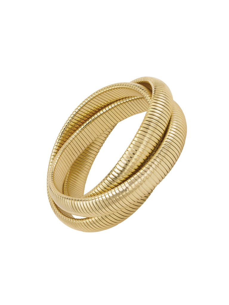 The Janis Savitt yellow gold cobra bracelet is the perfect statement piece this holiday season.