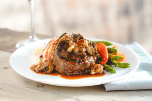 Seasons 52 ‘s filet mignon is under 595 calories.
