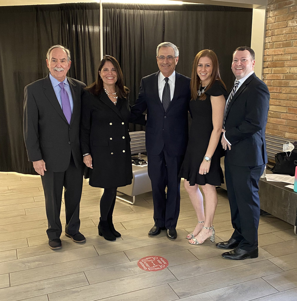 Seven Acres Jewish Senior Care Services gala co-chairs Dr. Bob & Sandy Light, board president Michael Feinstein, gala co-chairs Robyn & Adam Burck.