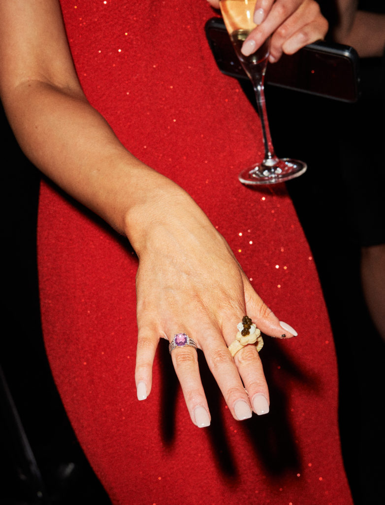 The hand that glitters with a caviar ring, Ashley German. (Photo by Jonathan Zizzo)