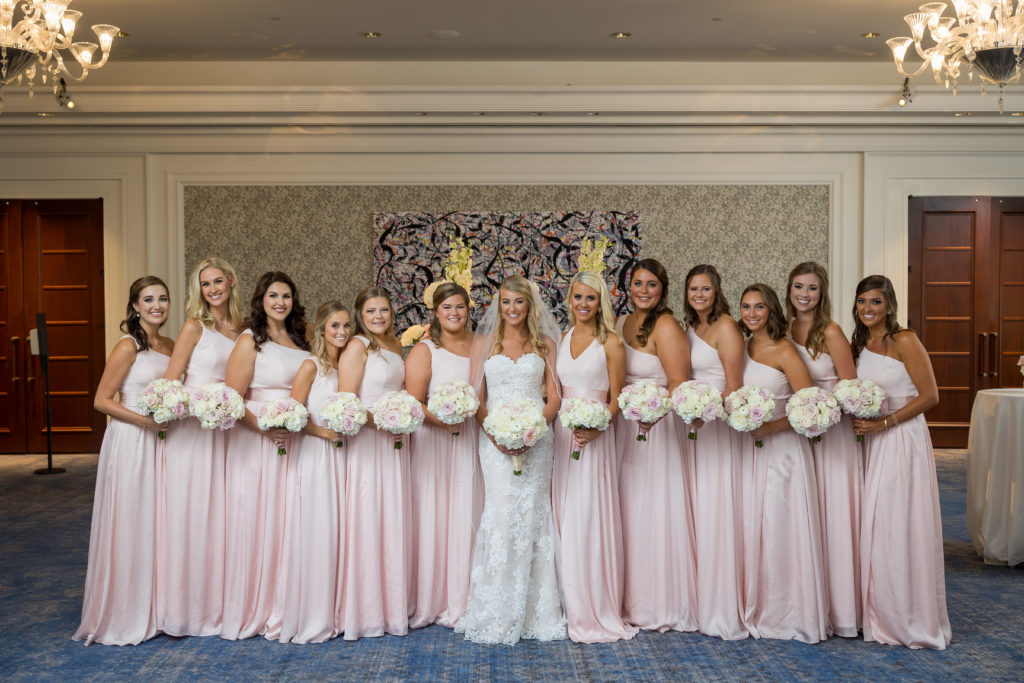  The bridesmaids were Allie Porter, Spencer Pevahouse, Felicia Mannix, Margaret Hamm, Tricia Gregory, Amelia Abernathy, Olivia Winton, Katherine Cullins, Lacey O’Brien, Jillian Fuhrmann, Adriana Kennington and Carolina Cronin. (Photo by Carter Rose)