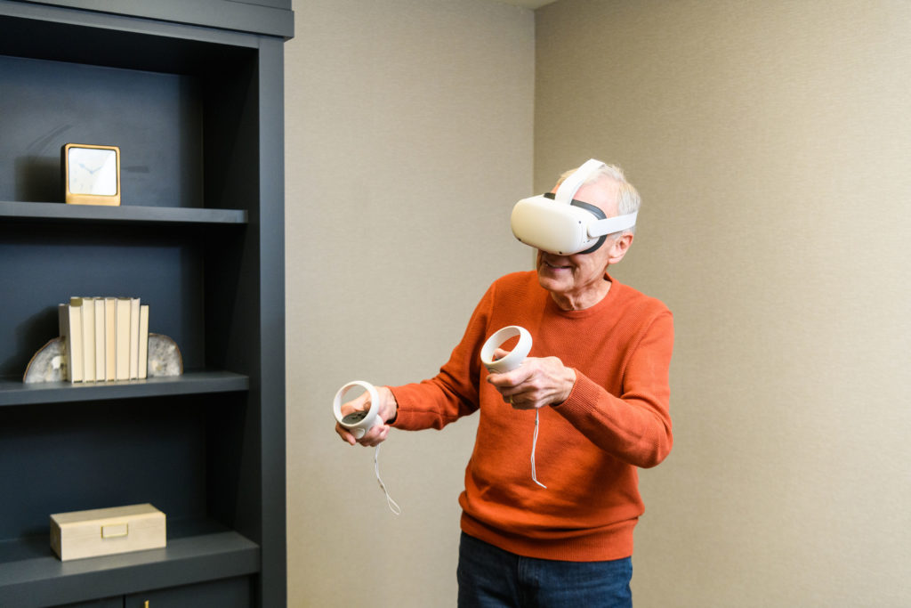 The Engage Vr Program lets Watermark at Houston Heights residents travel the world without leaving the building. (Photo by Heather Durham Photography)