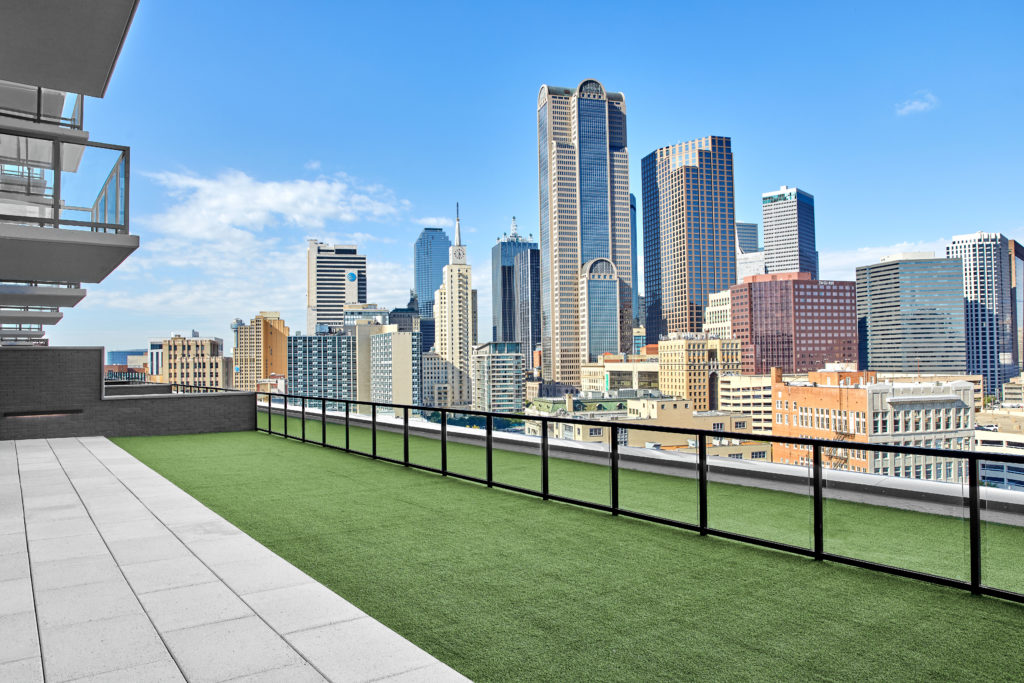Large turfed balconies are just one of the building's unique features.