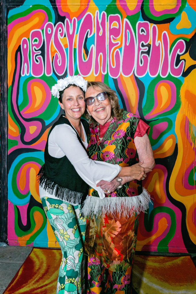 Decor co-chair Jackie Wallace, Orange Show founder and board chair Marilyn Oshman at Orange Show Gala 2022 (Photo by Emily Jaschke)