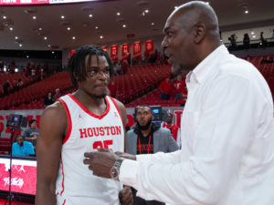 The University of Houston Cougars beat the University of Central Florida Knights with a 71-65 victory at Fertitta Center