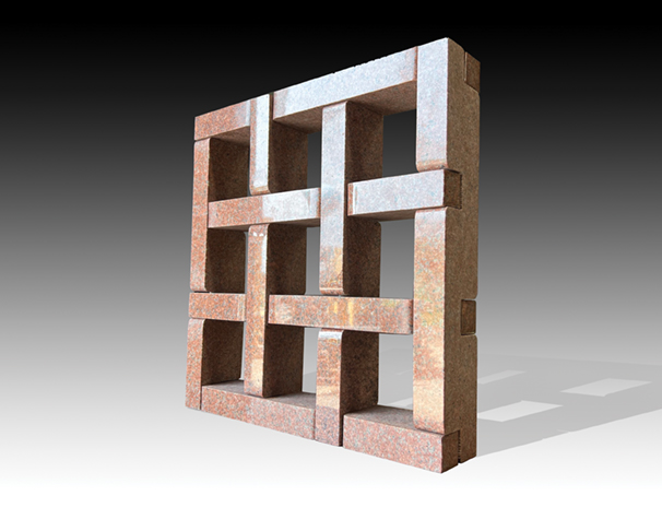 Jesús Moroles "Granite Weaving," 1996, at Red & White Gallery. Moroles cast a towering figure in the kingdom of contemporary sculpture, exhibiting around the globe, while at home, winning Art League Houston Texas Artist of the Year honors in 1989. 
