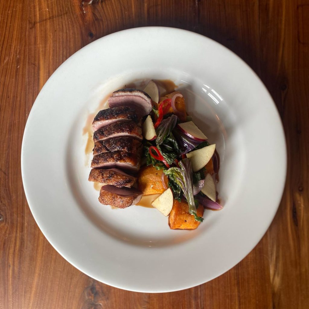 The classic grilled duck breast is always a win at Clay Pigeon.