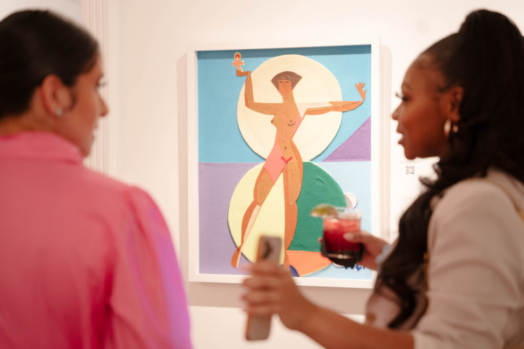 Marian Mekhail, Elizabeth Anera at "Colorful Wave, White Sea" dinner at W.A.A.S. Gallery (Photo by Demetri Sheffield)