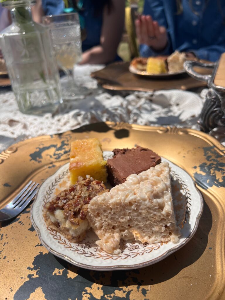 Local Roots Round Top dessert sampler included a brown butter Rice Krispies treat, Texas sheet cake, a lemony butter gooey cake, and pecan pie. 