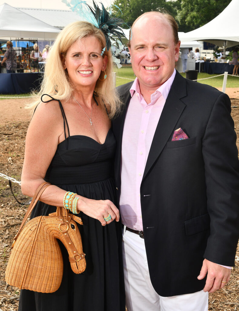 Carol Lee & Allen Lyons at the Bo's Place Hats, Hearts & Horseshoes Kentucky Derby party at Houston Polo Club. (Photo by Dave Rossman)