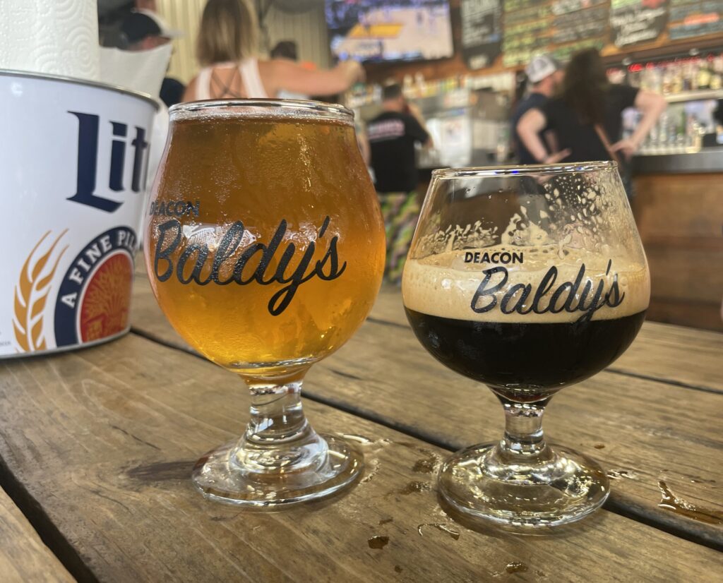Deacon Baldy's has great picnic tables creating a sense of community under the awning.