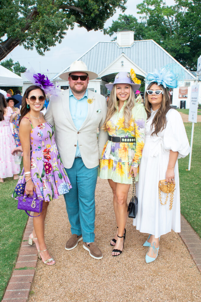 Dr. Julie Longoria Chen, Matthew & Audrey White, Daniella Hernandez at the Bo's Place Hats, Hearts & Horseshoes Kentucky Derby party at Houston Polo Club. (Photo by Jacob Power)