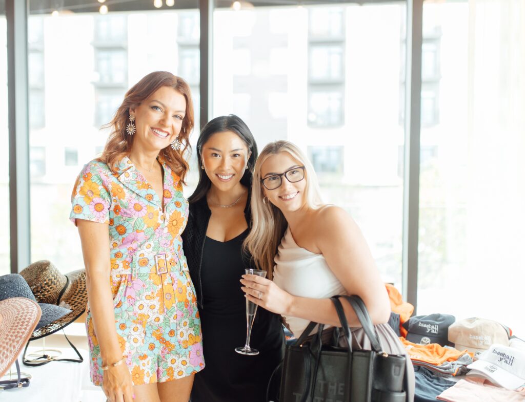 Julia Morales, Jasmine Nguyen, Mckayla Luck-Burns at the Georgia James pop-up shopping event. (Photo by Emma Umana)