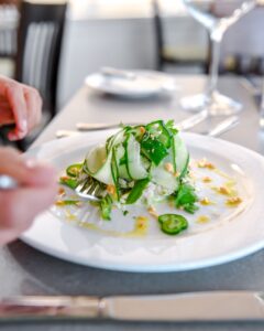 Summer – Summer Crab and Cucumber Salad, Chef Molly is always partnering with local farmers.