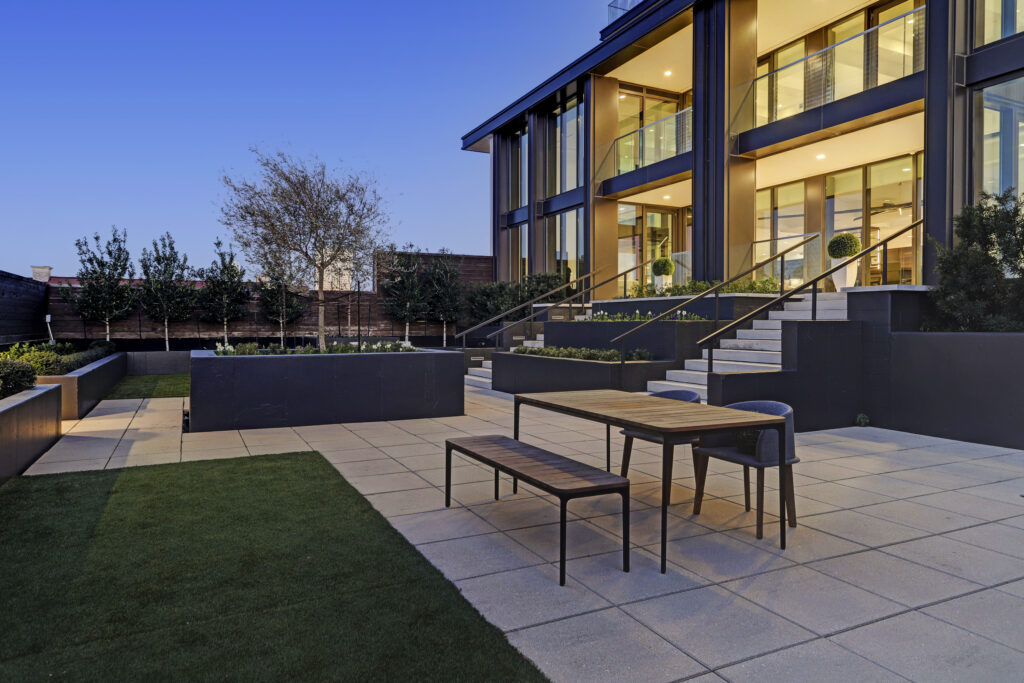 The prime location building boasts 3,545 square feet of your own private, landscaped terrace with a state-of-the-art outdoor kitchen.