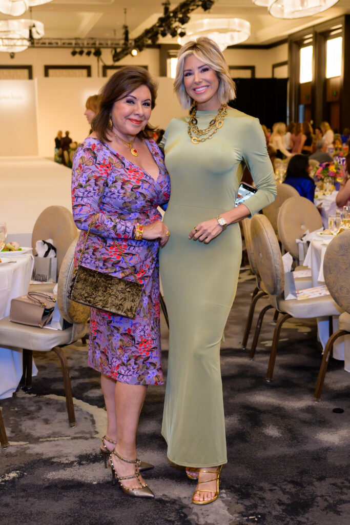 Debbie Festari, Dominique Sachse at the PaperCity Philanthropy in Fashion Best Dressed luncheon (Photo by Michelle Watson)