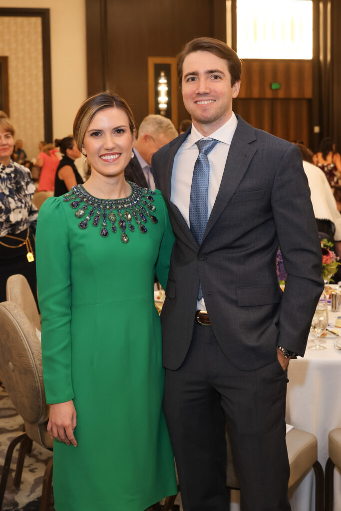 Neiman Marcus' Heather Almond, Robert Lartigue at PaperCity's Philanthropy in Fashion luncheon at the Post Oak Hotel. (Photo by Michelle Watson)
