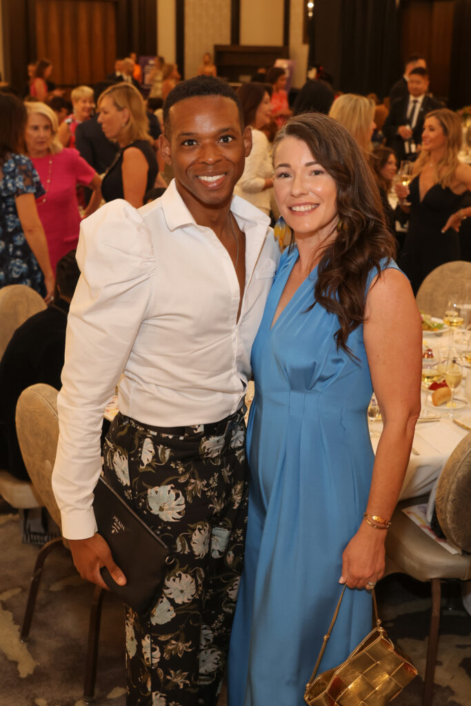 Christopher Mitchell, Alicia Gordy at the PaperCity Philanthropy in Fashion Best Dressed luncheon (Photo by Michelle Watson)