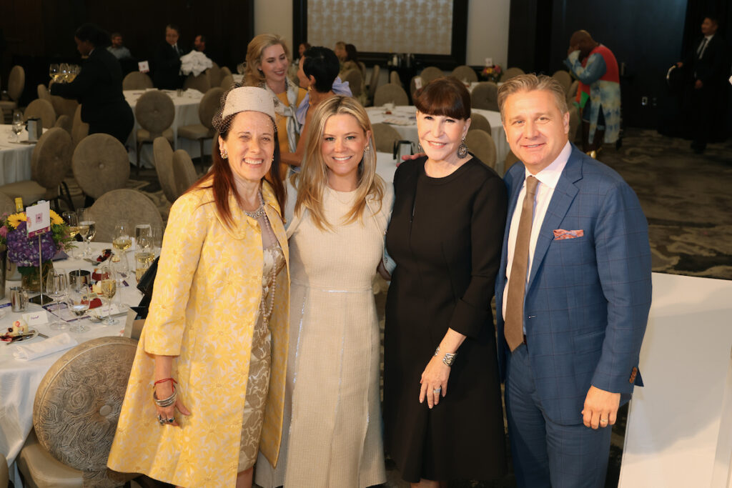 The PaperCity team Catherine Anspon, Monica Bickers, Shelby Hodge, Chad Miller at the PaperCity Philanthropy in Fashion Best Dressed luncheon (Photo by Priscilla Dickson)