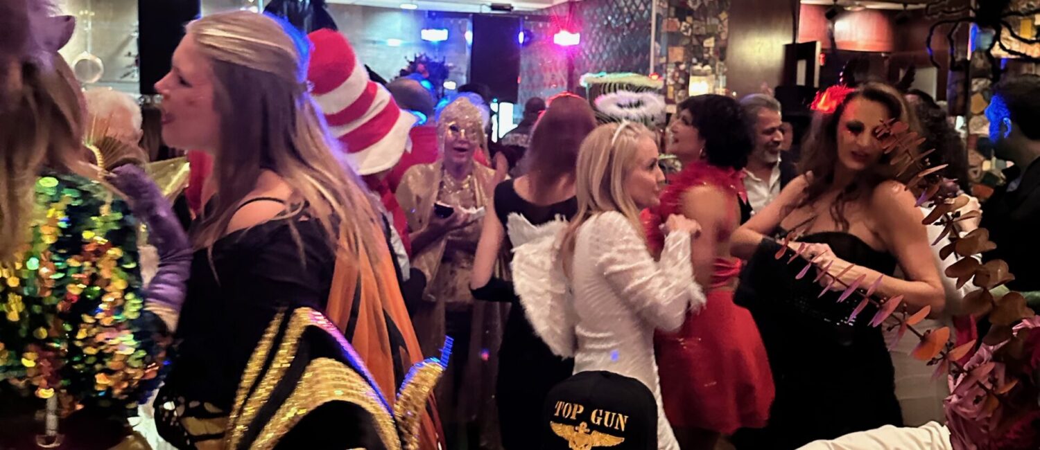 The party crush celebrating La Griglia's last Halloween bash surges to more than 800 costumed revelers through the River Oaks Shopping Center hot spot. The restaurant moves to 2817 West Dallas on November 20. (Photo by Shelby Hodge)
