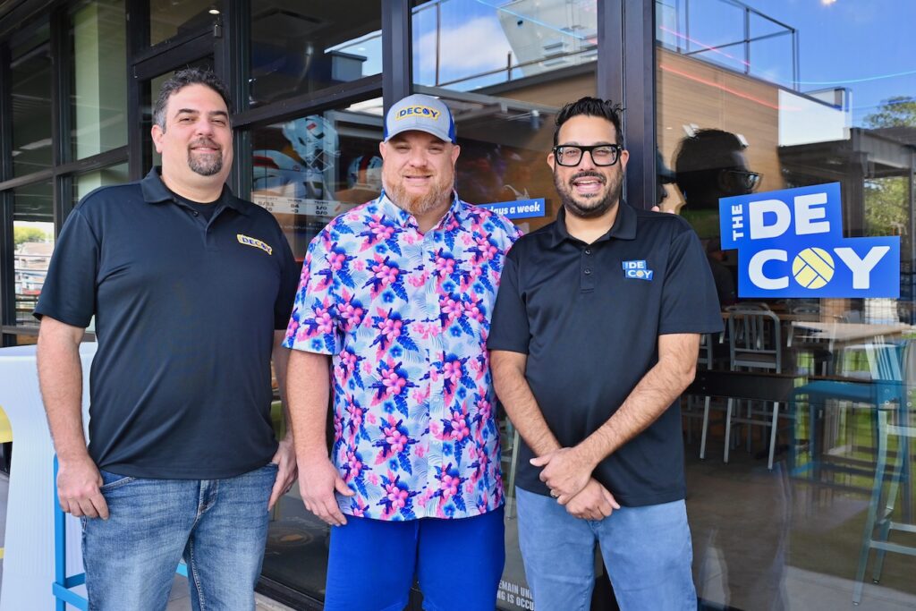 The Decoy Co-owner and Managing Partner Omid Rafiei, Area General Manager Miguel Cruz, and Co-owner and Managing Partner Aly Valiani. (Photo by Alex Montoya)