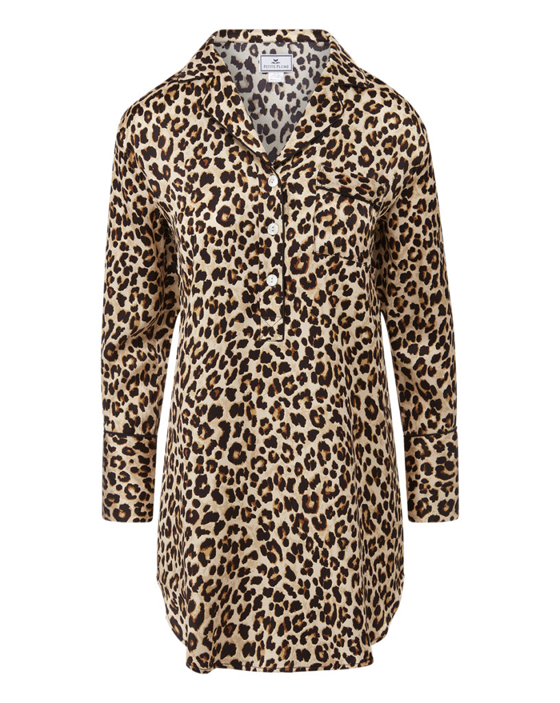 Veronica Beard x Petite Plume Mulberry Silk Leopard Nightshirt