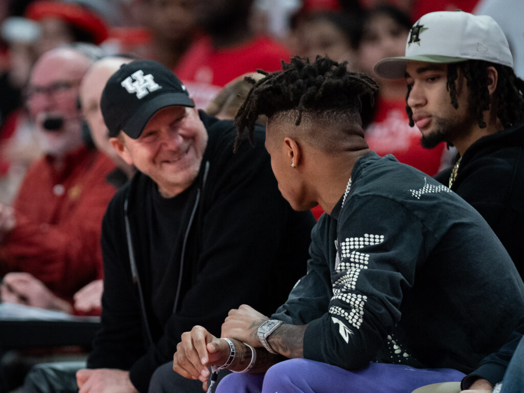 Tilman Fertitta loved having C.J. Stroud and Tank Dell back again in the Fertitta Center.. (Photo by F. Carter Smith)