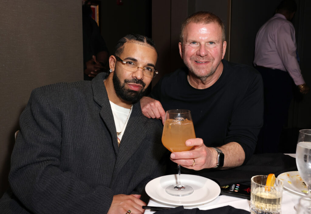 Drake and Tilman Fertitta hung out during a private preview of Mastro’s Ocean Club Miami. (Photo by Alexander Zamargo/Getty Images for Alchemy)