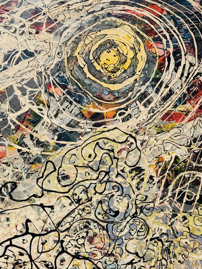 A detail of Janet Sobel's "Heavenly Sympathy," 1947. Oil on canvas. (Photo by Ericka Schiche)