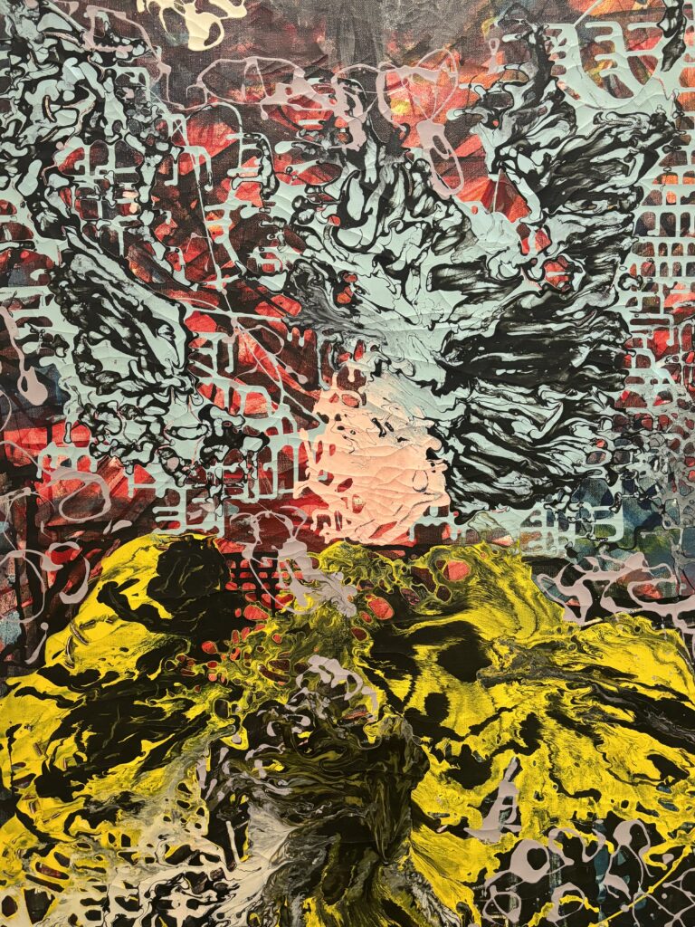 A detail of Janet Sobel's "Hiroshima," ca. 1948. Oil and enamel on canvas. (Photo by Ericka Schiche)