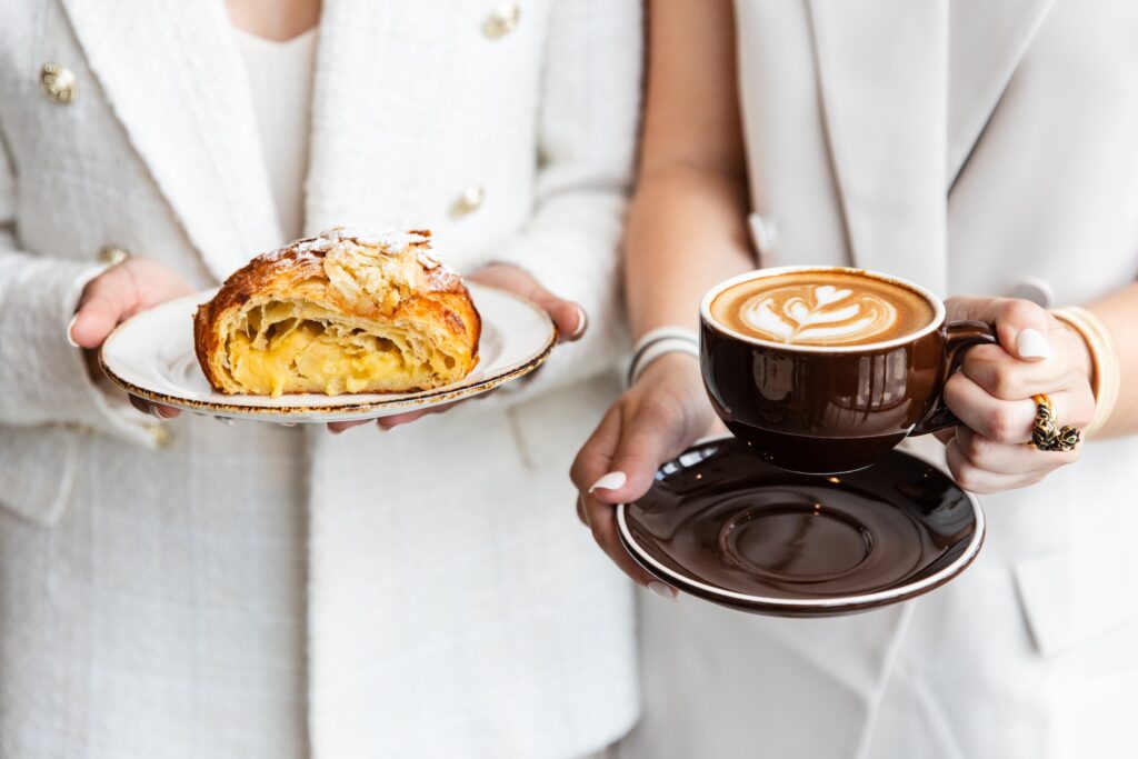 You can get an almond croissant and latte at the new Maven Coffee + Cocktails at the Thompson Houston hotel. (Photo by Becca Wright)