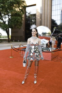 Beth Muecke wearing mirrors at the Houston Grand Opera Ball (Photo by Quy Tran)