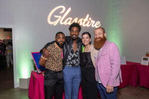 Brandon Travis, Anthony Bob, Lindsay Davis, Joseph Cohen at the 2024 Glasstire Party and Auction (Photo by Jenny Antill)