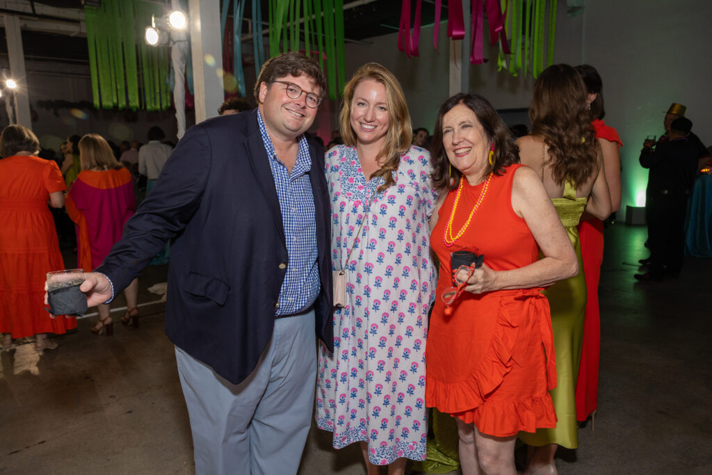 Corbin & Kristin Blackford, Gail Graves Wood at the 2024 Glasstire Party and Auction (Photo by Jenny Antill)