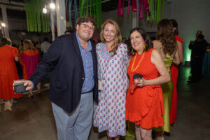 Corbin and Kristin Blackford, Gail Graves Wood at the 2024 Glasstire Party and Auction (Photo by Jenny Antill)
