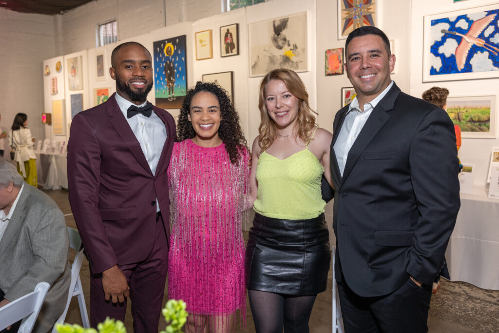 Jason Marshall, Claire Robinson, Laura & Manuel Rodriguez at the 2024 Glasstire Party and Auction (Photo by Jenny Antill)