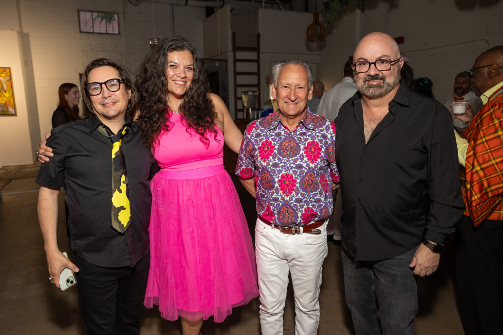 Lee Anthony, Leslie Moody Castro, Jorge Blanco, Travis Capps at the 2024 Glasstire Party and Auction (Photo by Jenny Antill)