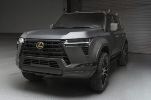 Lexus Monogram GX with appliance style luggage rails on top.