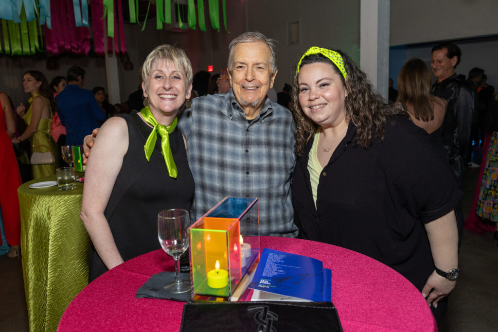 Nicole Longnecker, Brad Barber, Ali Bamberger at the 2024 Glasstire Party and Auction (Photo by Jenny Antill)