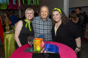 Nicole Longnecker, Brad Barber, Ali Bamberger at the 2024 Glasstire Party and Auction (Photo by Jenny Antill)