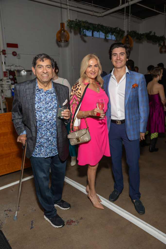 Willie & Ingrid Wood, Jet Gonzalez at the 2024 Glasstire Party and Auction (Photo by Jenny Antill)