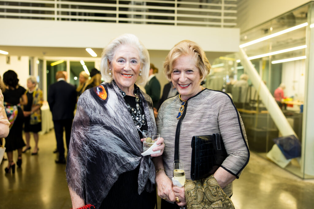 Nancy Dunlap and Carol Neuberger at Rice University's Moody Center for the Arts' seventh anniversary annual fundraising dinner (Photo by Hung Truong)