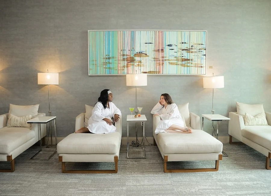 The calming room offers the perfect prelude to the pampering at Pure Spa in the Marriott Marquis Houston