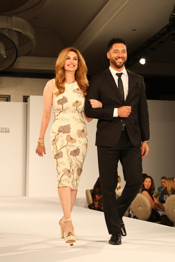 Hall of Fame honoree Brigitte Kalai wearing Adam Lippes at the PaperCity Philanthropy in Fashion Best Dressed luncheon. 