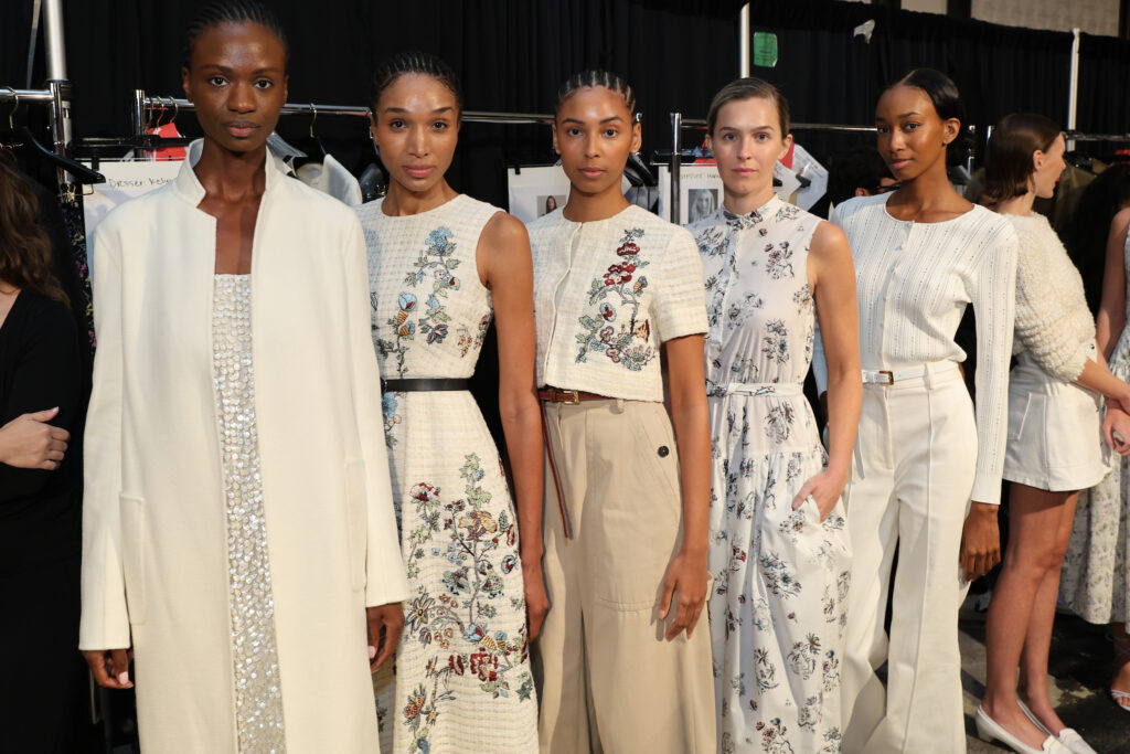 Adam Lippes fashions lining up for the Neiman Marcus catwalk at the PaperCity Philanthropy in Fashion Best Dressed luncheon. 