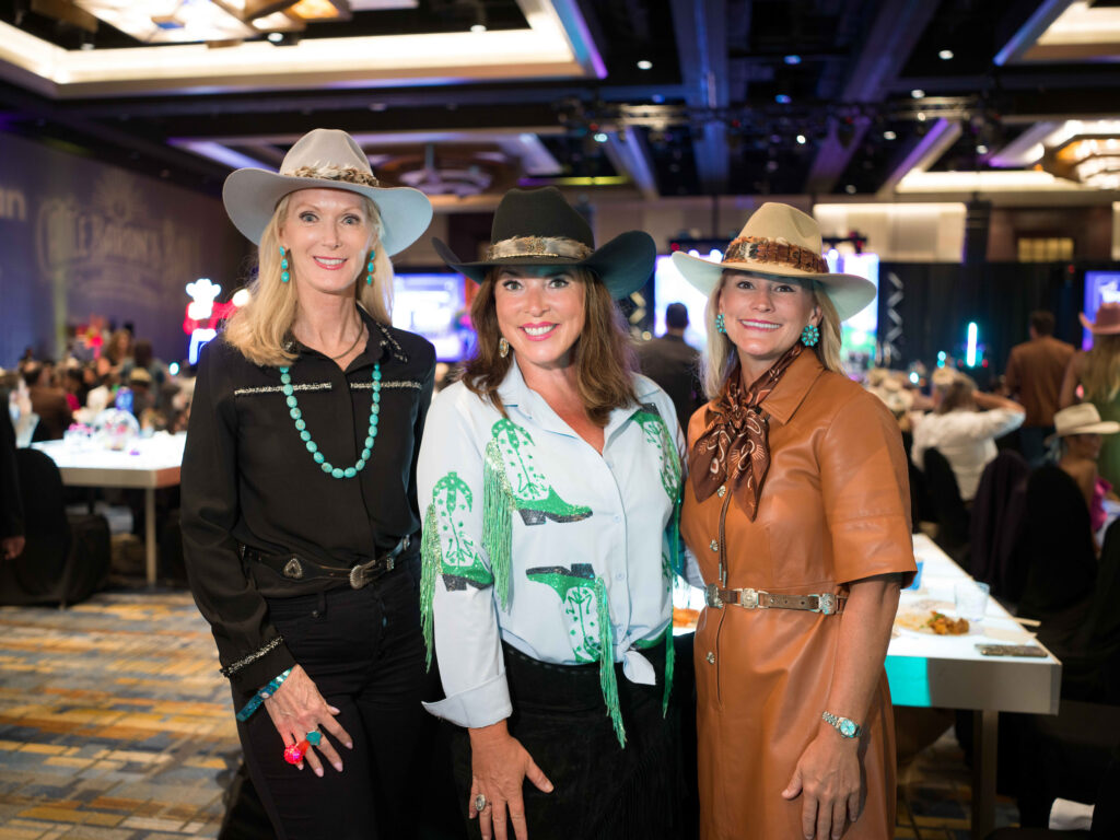 Deana Anderson, Lara Baker, Lee Banchetti at the Houston Cattle Baron's Ball. (Photo by Daniel Ortiz)