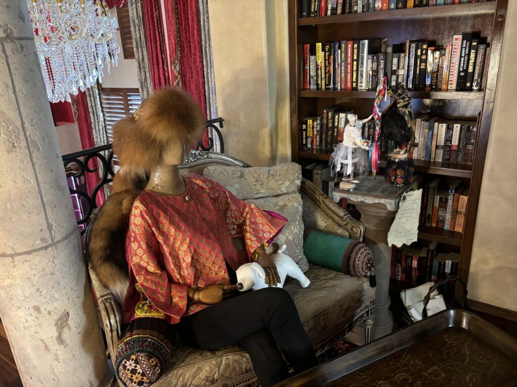 
Several of Hollingsworth's creations are placed on mannequins in her home—often paired with smaller scale versions of the same jacket. (Photo by Laura Landsbaum)