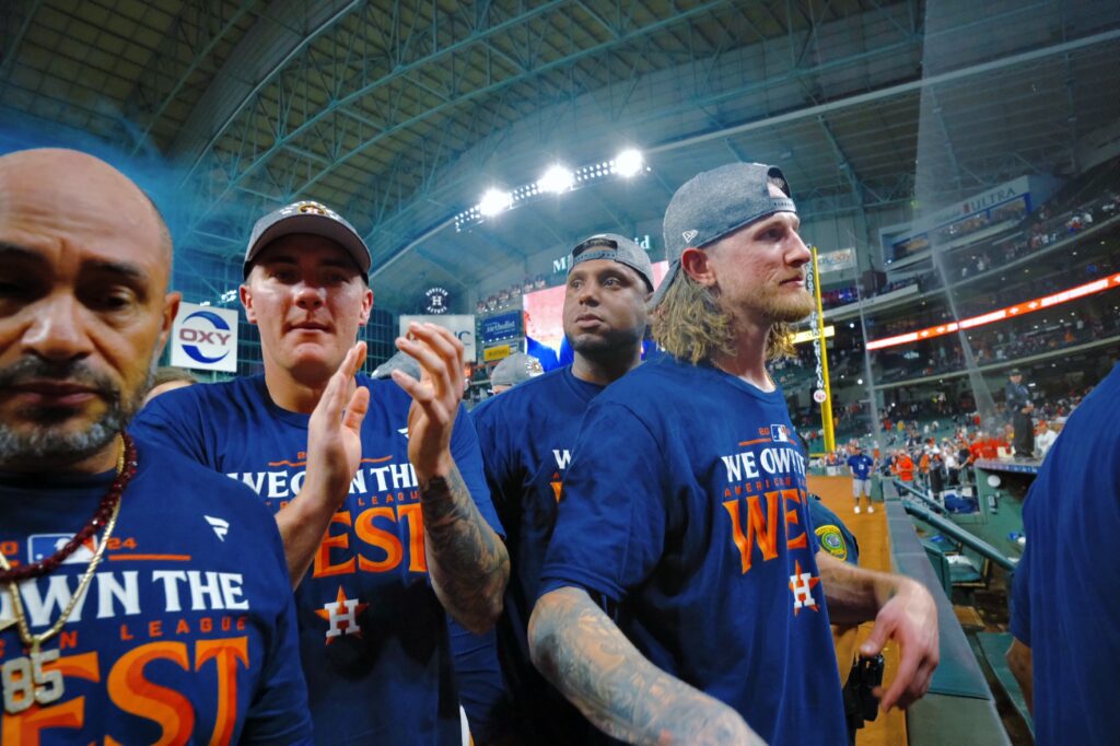 Hunter Brown and the Astros are celebrating another championship moment. (Photo by F. Carter Smith)